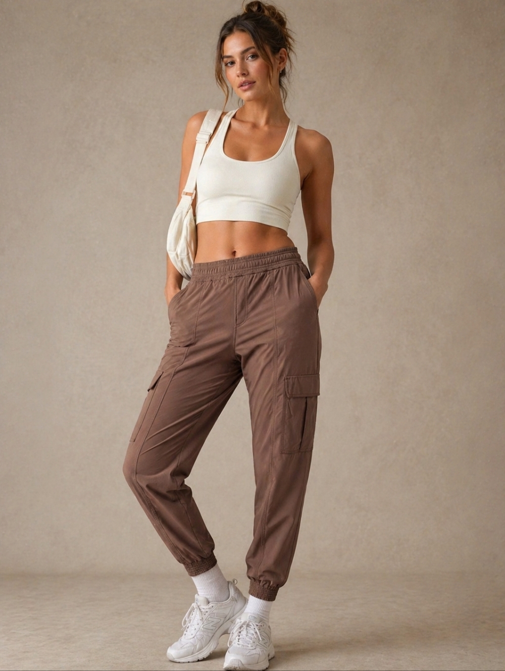 ATHLETA Chelsea Utility Jogger Pants Womens Size 6 Brown Cargo Athleisure Gym